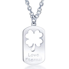 Unendlich U "Love Eternal" Four Leaf Clover Pendant 925 Sterling Silver Men/Women/Couple Necklace Gift for Loved One, Stainless Steel