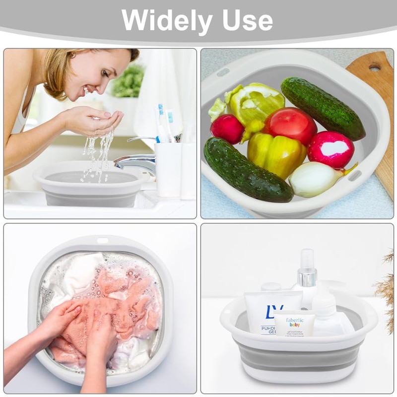 flintronic Foldable Sink, 5L Multi-Purpose Portable Washing Bowl, Space-saving Plastic