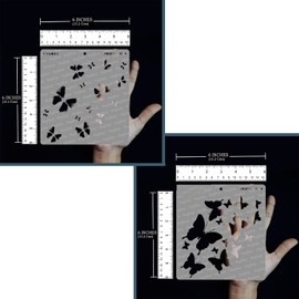 CrafTreat Butterfly Stencils for Crafts, Reusable, Vintage 2-Tier Butterfly Stencil - Size 15 x 15 cm Butterfly Craft Stencils for Furniture Painting Layer Stencils for Painting