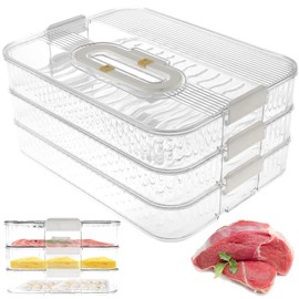 GLMFAN Deli Meat Container for Fridge, 3 Layer Lunch Meat Container for Refrigerator Organizers and Storage, Bacon Cheese Storage Container for Refrigerator Deli Containers with Lid Food Storage Boxes