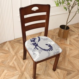 ZHILING Stretch Chair Seat Covers for Dining Room Set of 4, Elastic Dining Chair Seat Protector Cover Removable Washable Chair Slipcovers with Ties