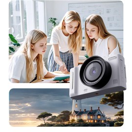 Dpofirs 4K Digital Camera for Photography, Vintage 48MP Vlogging Camera, 3Inch 180 Flip Screen Autofocus Video Cameras with 18X Zoom Point and Shoot Camaras for Travel YouTube (White)