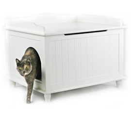 Designer Catbox Jumbo Litter Box Enclosure White: Hidden, Dog-Proof Pet Furniture, Perfect for Big and Tall Cats- Cat Litter Box Furniture Hidden - Litterbox Enclosures - Litter Box Cover
