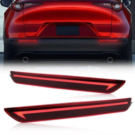 PGTOPONE Red LED Rear Bumper Reflectors Fog Brake Tail Light Lamps Compatible with Mazda CX-30 CX-50 Add on Turn Signal Feature Accessories (RED STYLE)