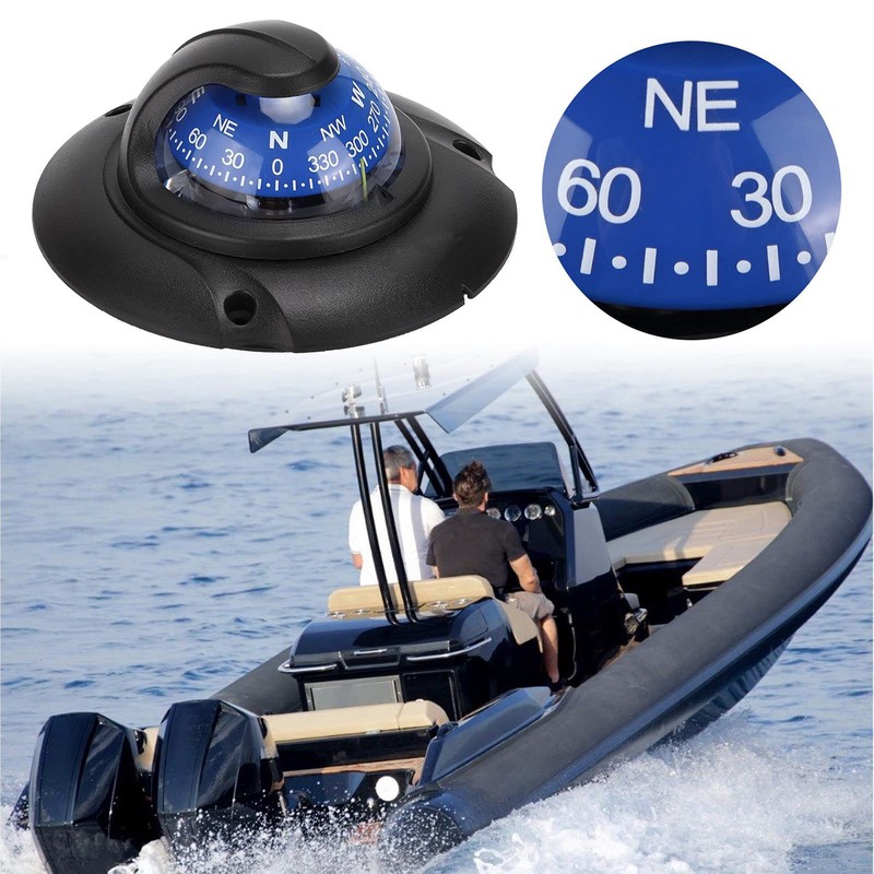 Boat Compass, Sea Dashboard Marine Compass Multi‑Functional Flush Mount High