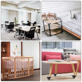 3" Casters Wheels, PRITEK Heavy Duty Swivel Plate Casters with Lockable Top Plate and No Noise Rubber Base Ball Fit for Home or Office Table Cabinet Shelves