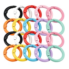 Key Holder, Round Carabiner, Diameter 0.9 inches (24 mm), Wire Diameter 0.14 inches (0.36 cm), Pack of 20, Round, Random Color, Cute, Carabiner, Macaron Color, Spring Coil, Metal Fittings, Mountain