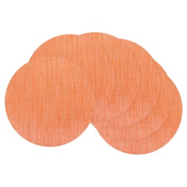 sourcing map 6 Pcs Placemats, 13.7 Inch PVC Placemats Round Braided Place Mats Non-Slip Heat Resistant Place Mats Washable Table Mats for Dining Table Bamboo Texture Surface, Orange