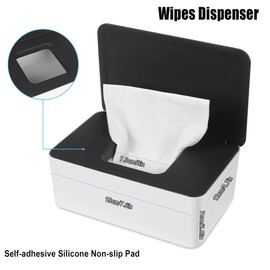 NOVWANG Wipes Dispenser, Baby Wipe Holder, Keeps Wipes Fresh, Refillable Wipe Container Baby Wipes Case for Bathroom Wipes Pouch Case, Black-White