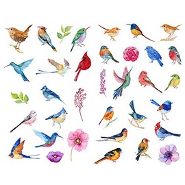 Seasonstorm Watercolor Birds Sparrow Precut Cute Aesthetic Diary Travel Paper Junk Journal Stickers Scrapbooking Stationery Sticker Flakes Art Supplies (PK421)