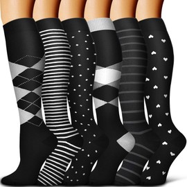 Copper Compression Socks Women & Men Circulation(6 pairs) - Best for Running, Nursing, Hiking, Recovery & Flight Socks