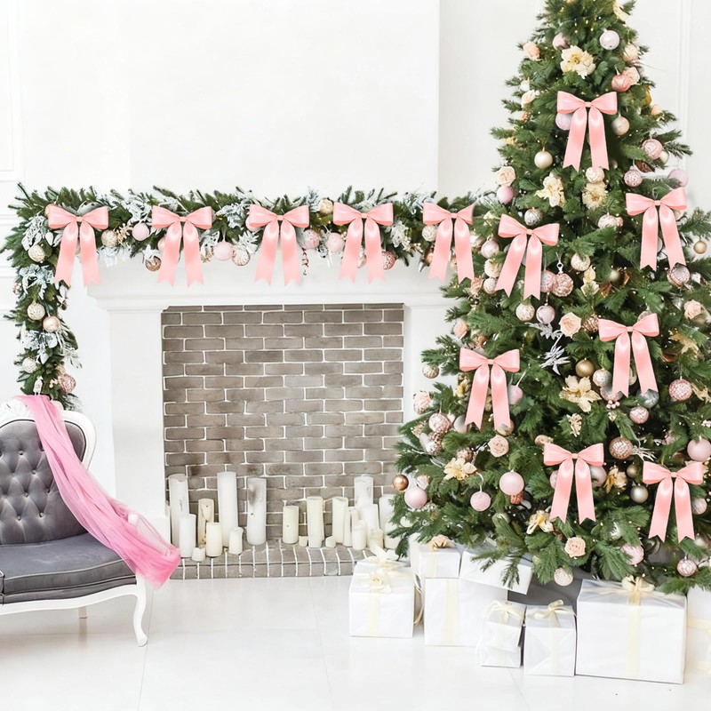 3Pack Pink Bow Garland Banner, Pink Ribbon Bow Party Decorations