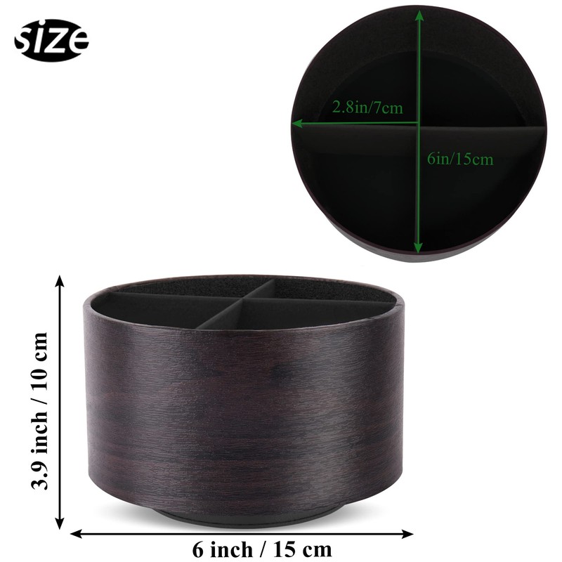 Czzmy Round Leather Art Supply Organizer,Remote Control Holder,360 Degree Spinning,Multi-Functional