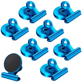 8 Pack Refrigerator Magnets Fridge Magnets Magnetic Clips Perfect for Refrigerator Whiteboard Magnets Photo Displays Home School Use Heavy Duty Magnetic Clips (Blue)