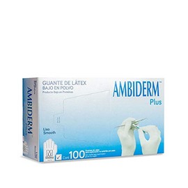 AMBIDERM - Guante Ambiderm Plus Liso Blanco Mediano Caja con 100 Piezas