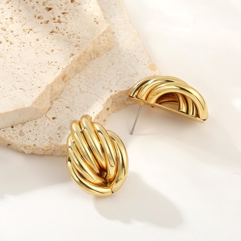 14 Karat vergoldete, klobige Goldohrringe, geometrische Tropfenohrringe für Frauen, große