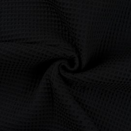 100% Cotton Waffle Honeycomb Pique Fabric Material Black, Sample 10cm x 10cm