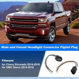 FUELHOOD Male and Female Headlights Connector Harness Plug Wire for Chevy Silverado 2014-2016 for GMC Sierra 2014-2016 Headlamp Wiring Harness