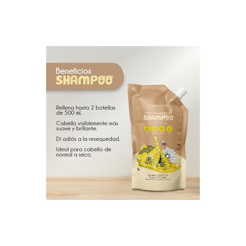 Shampoo ECONCEPT de Miel y Manteca de Karité Refill 1