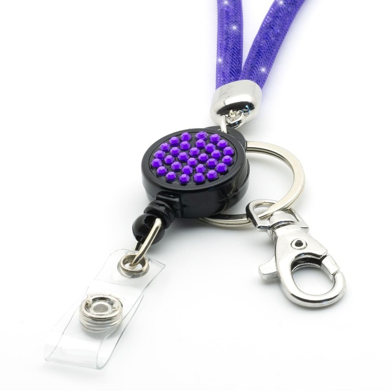 CKB LTD Purple Sparkle Lanyard Rhinestone Glitter Crystal Gems Neck