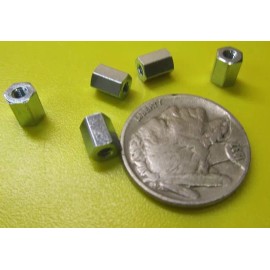 Basic Zinc Plate Steel Female Threaded Standoff, 3/16" Hex, 1/4" Length, 2-56 FT 12pcs