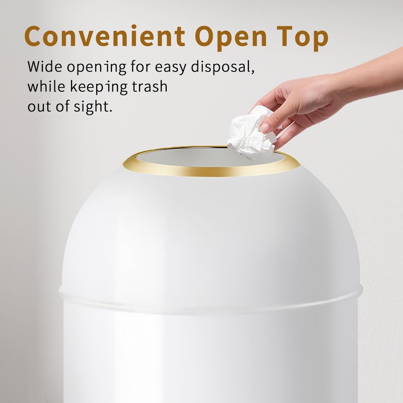 Huaqinglian 35L/9 Gallon White Gold Stainless Steel Commercial/Kitchen Trash Can,