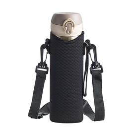 Water Bottle Cover, Heat and Cold Water Bottle Holder, Adjustable Shoulder Bag, 16.9 fl oz (500 ml), 23.6 fl oz (600 ml), Handbag, School, Shoulder Bag, Excursion, Kids, Stylish, Strap (Black)