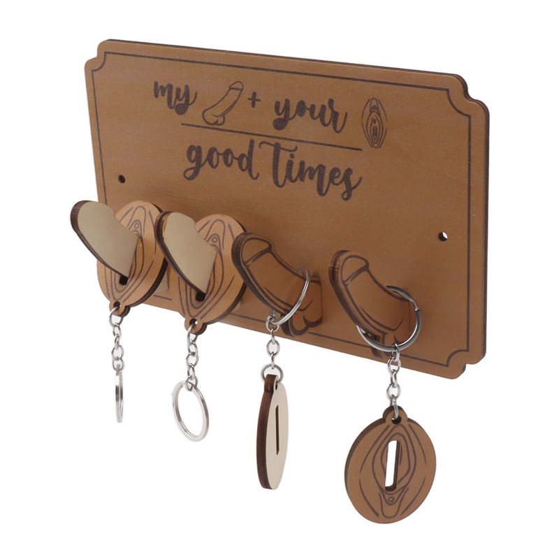 Key Holder Rack 4 Hook Cute Pendant Poplar Wooden Key