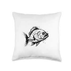 Angel Fishing, lustige Sprüche Carp Fish Comic Art Design for Men Women Children Throw Pillow, 16x16, Multicolor