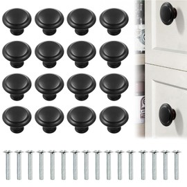 16 Pack Black Door Knobs, Drawer Knobs, Cupboard Door Knobs for Door Cupboard Kitchen Pull Handle with Screws (Black), Pulls Door Drawer Handles Knobs for Dresser Drawers