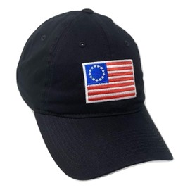 Betsy Ross USA First US Flag American Patch United States America Polo Hat Cap Black
