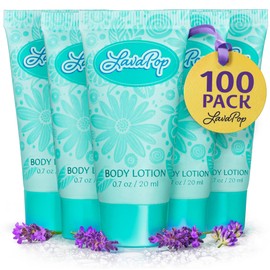 LavaPop - Travel Size Body Lotion - Iris, Violet & Amber, 0.7 fl oz, 100 Pack - Delight Your Guests with Calming & Comforting Lotion - Bulk Hotel Toiletries for Airbnb, Motels & Guest Rooms