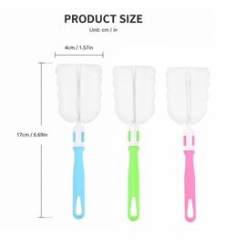3 PCS Sponge Bottle Brush, Long Handle Foam Brushes for Cleaning