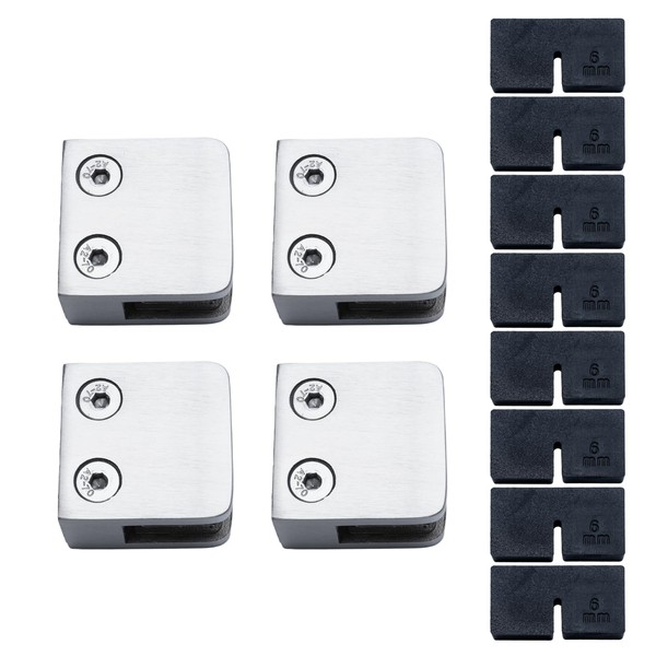 RYPRY Pack of 4 Flat Base Glass Clamps 6-10 mm