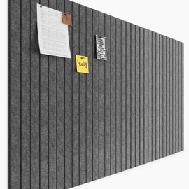 Uoisaiko Felt Cork Board for Wall, 12 Pack Large Bulletin Board, Slat Wall Paneling, Corkboard Pin Board Squares, for Office Home Bedroom Classroom, Decorative, Dark Grey
