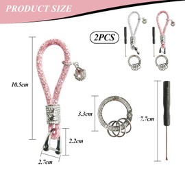 2 Pieces Rhinestone Keychains, Elegant Keychains, Women's Keychains, Car Keychains, Glitter Keychain, White, Modern