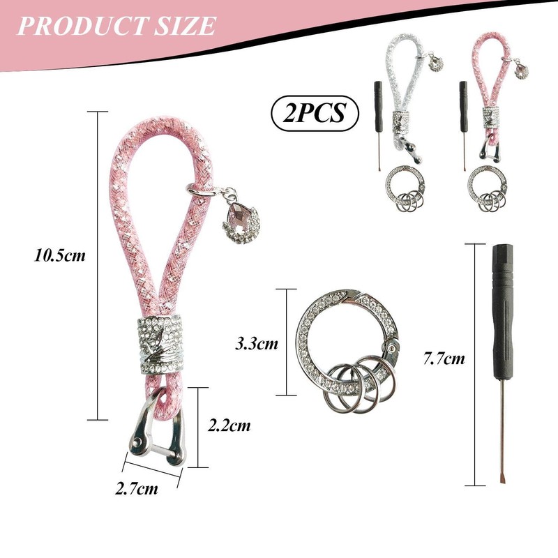 2 Pieces Rhinestone Keychains, Elegant Keychains, Women's Keychains, Car Keychains,
