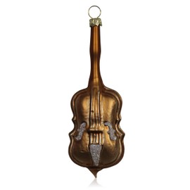 Lauschaer Glas Christmas Tree Decoration Bass Violin Hazelnut Matt Mouth-Blown Hand-Decorated