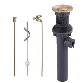 Bathroom Sink Drain with Lift Rod, Brushed Gold Sink Drain with Overflow, ARCORA Drain Stopper for Vessel Sink