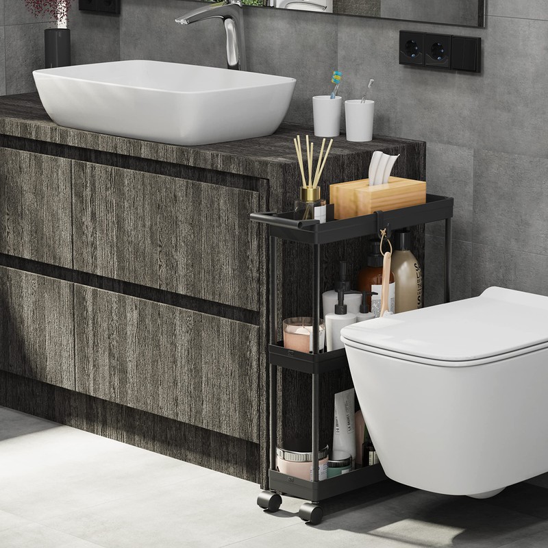 Simple Houseware 3-Tier Slim/Narrow Storage Cart with Handle, 5.5'' Wide