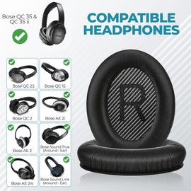 Replacement Earpads Cushions for Bose QuietComfort 35 (QC35) & Quiet Comfort 35 II (QC35 ii) Headphones, Premium Replacement Ear Pads for QC35 QC25 QC15 QC2/ Ae2 Ae2i Ae2w/ Sound Link/Sound True