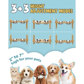 Petnimal Elevated Dog Bowls, Adjustable Raised Dog Bowls Stand for Small Size Dogs and Cats, Durable Dog Feeder with 2 Stainless Steel Bowls and Non-Slip Feet, Dog Food Bowls with Silicone Mat