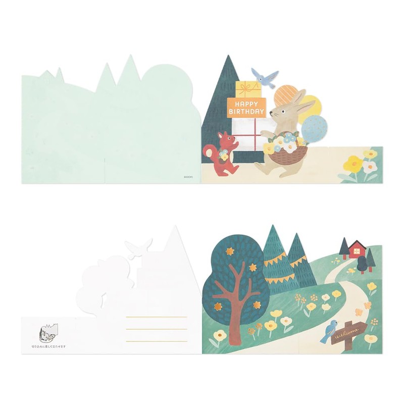 Midori 88766006 Message Card 3D Birthday Forest Animal Pattern