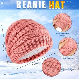 ramede 27 Pcs Winter Warm Set Colorful Knitted Beanie Hat Infinity Scarf Touch Screen Gloves Cable Knit Hat for Women Men(Plush Style)