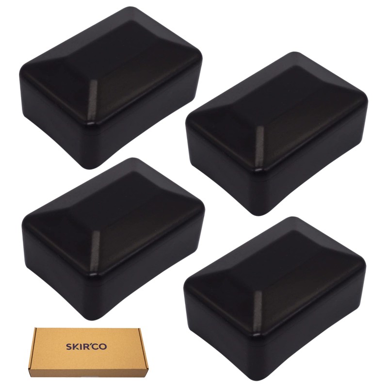 SKIR'CO (4 pcs) Fence Post Caps, Rectangular Black Plastic Caps