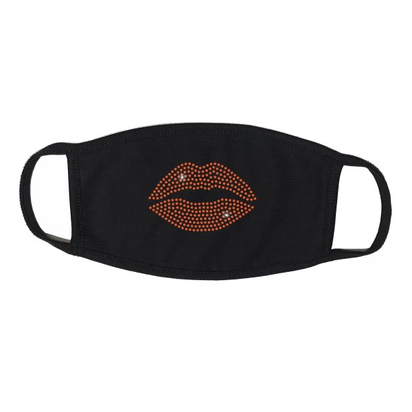 Unbranded Rhinestone Embellished Face Mask Red Lips Cotton Reusable, Washable