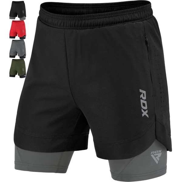 RDX Men’s Running Shorts, 2 in 1 Athletic Breathable Quick