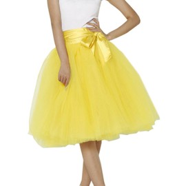 EllieHouse Womens Short Tutu Tulle Skirt with Sash Yellow Size XXL PC06