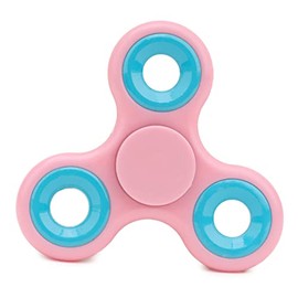 Toyland® Fidget Hand Spinner - Relief from Stress and Anxiety (Pink and Blue Rings)