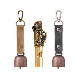 Leocfy Bear Bell Whistle Set, Outdoor Metal Bell Pendant, Survival Whistle, Camping Bell Accessory, Magnetic Mute Design, For Outdoor Camping, Hiking, Emergency Survival